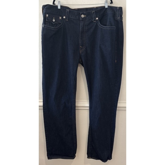 True Religion Ricky Straight Leg Relaxed Jeans Mens 48x36 Blue Dark Wash